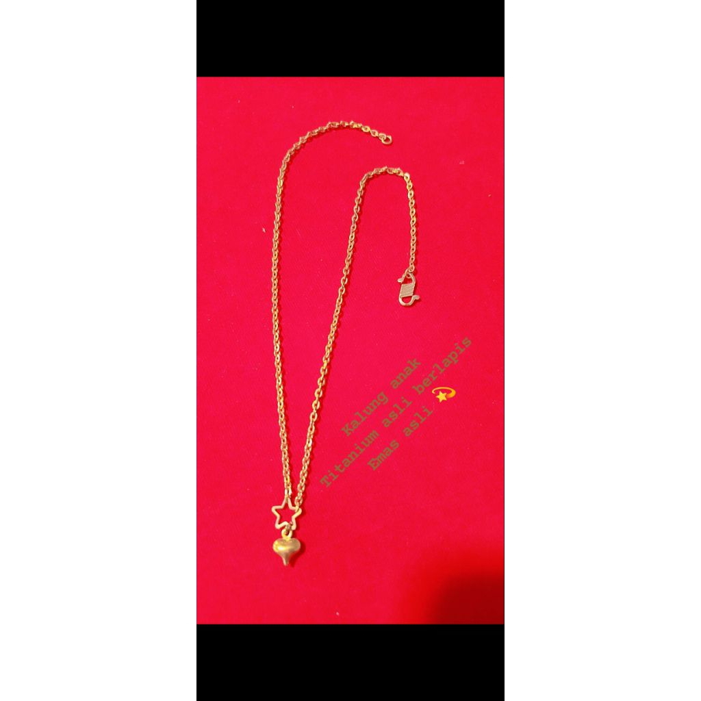 kalung anak titanium asli berlapis emas asli 23 karat