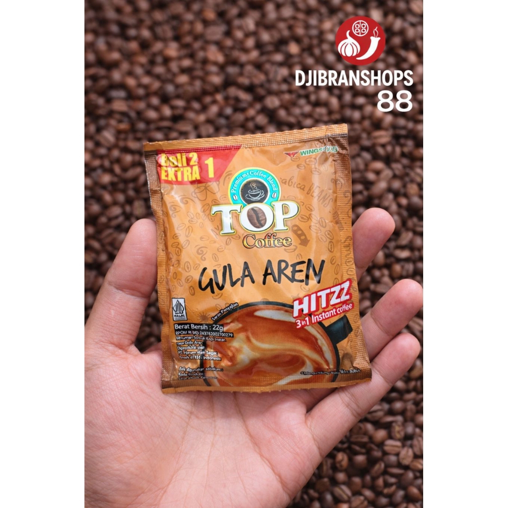 TOP Coffee Gula Aren HITZZ 3in1 Sachet 22g | Kopi Instan Gula Aren Asli | Original | Isi 15