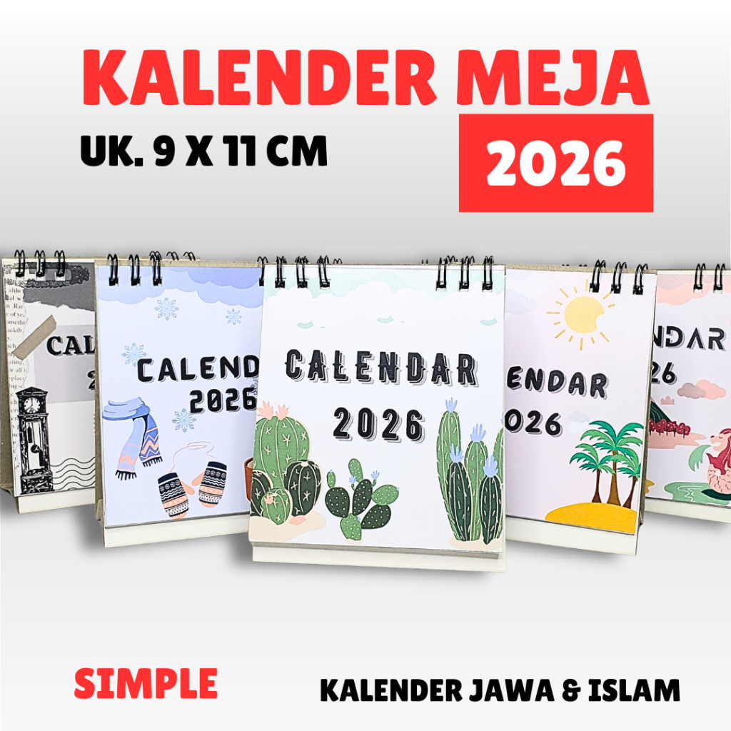 SIMPLE Kalender Meja/Kalender Duduk Mini 2026 ada Tanggal Jawa & Islam