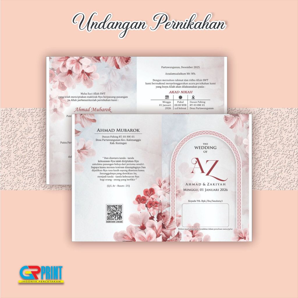 Surat Undangan Pernikahan ( 004 ) aestethic, vintage, elegan, unik, murah, mewah & fullcolour