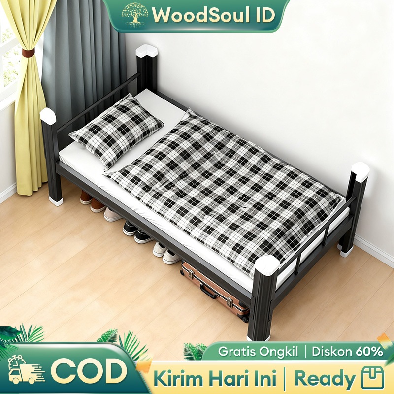 Ranjang Besi Tingkat 200x90x180cm Ideal Untuk Keluarga Small Ruang Tahan Geser Mudah Bersihkan