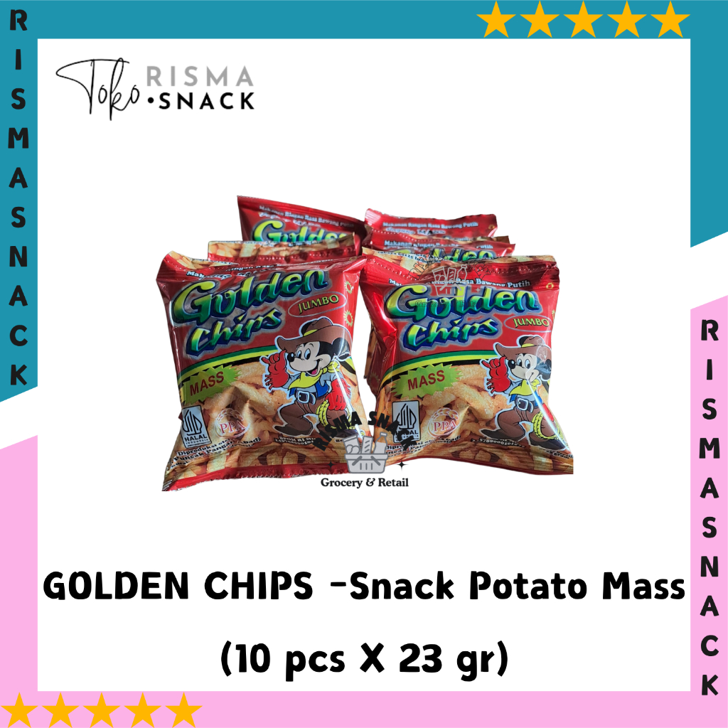 Golden Chips Snack Potato Mass Gurih kemasan (10pcs x 23gr)