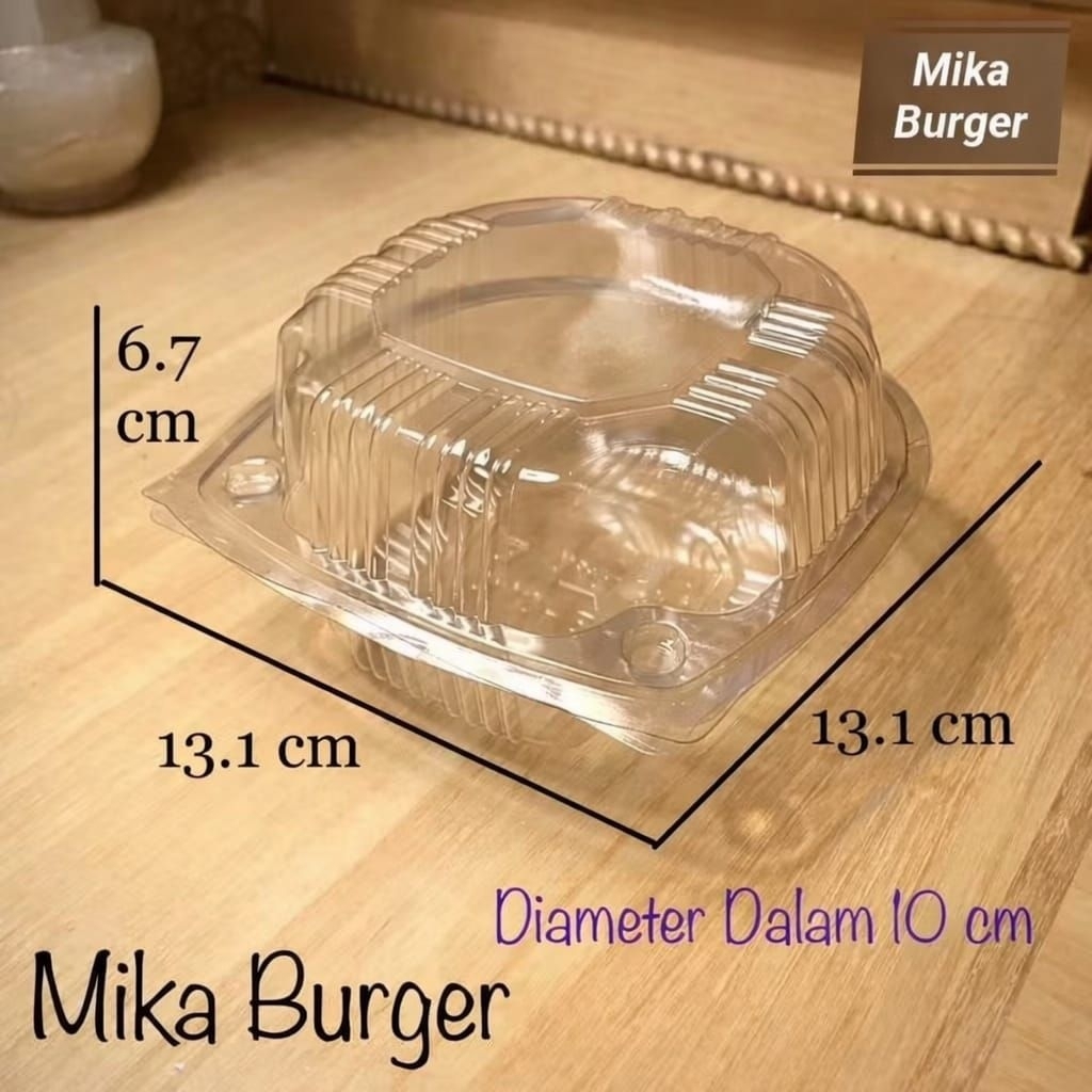 { 1Pack 50Pcs } Mika Burger HB-01 Mika Plastik Hamburger / Mika Sifon Mini / Box Mika Hamburger