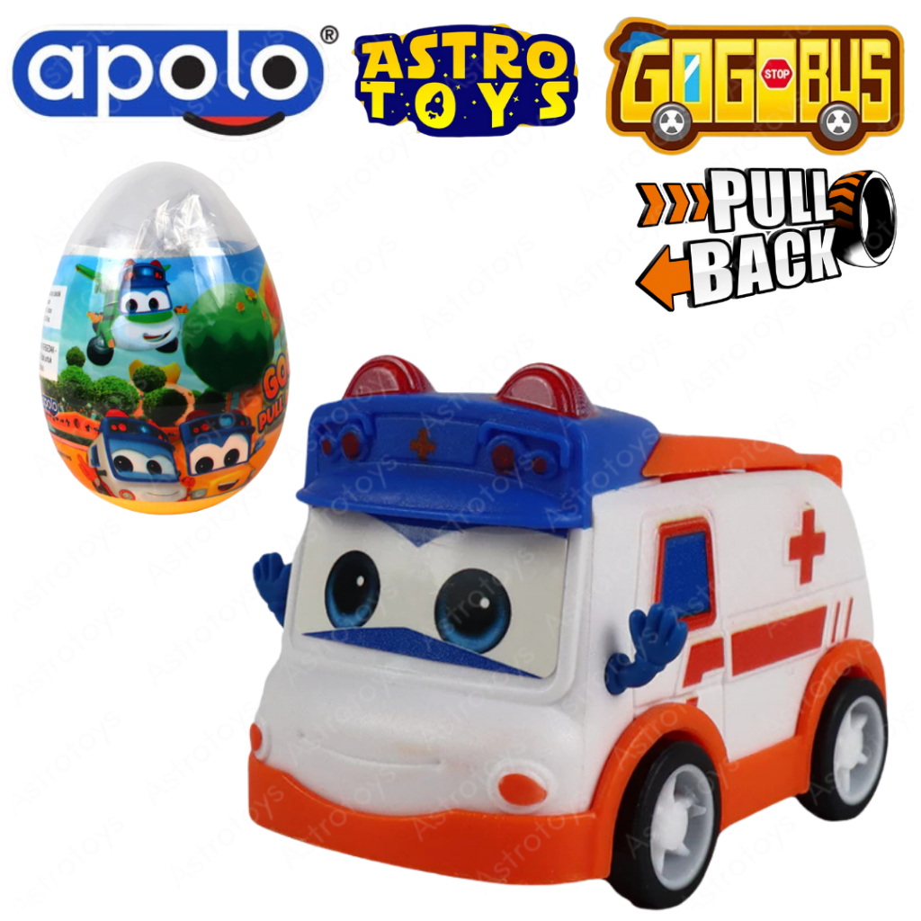 Apolo Gogo Bus Ambulance Pull Back Original / Mainan Mobil Ambulance