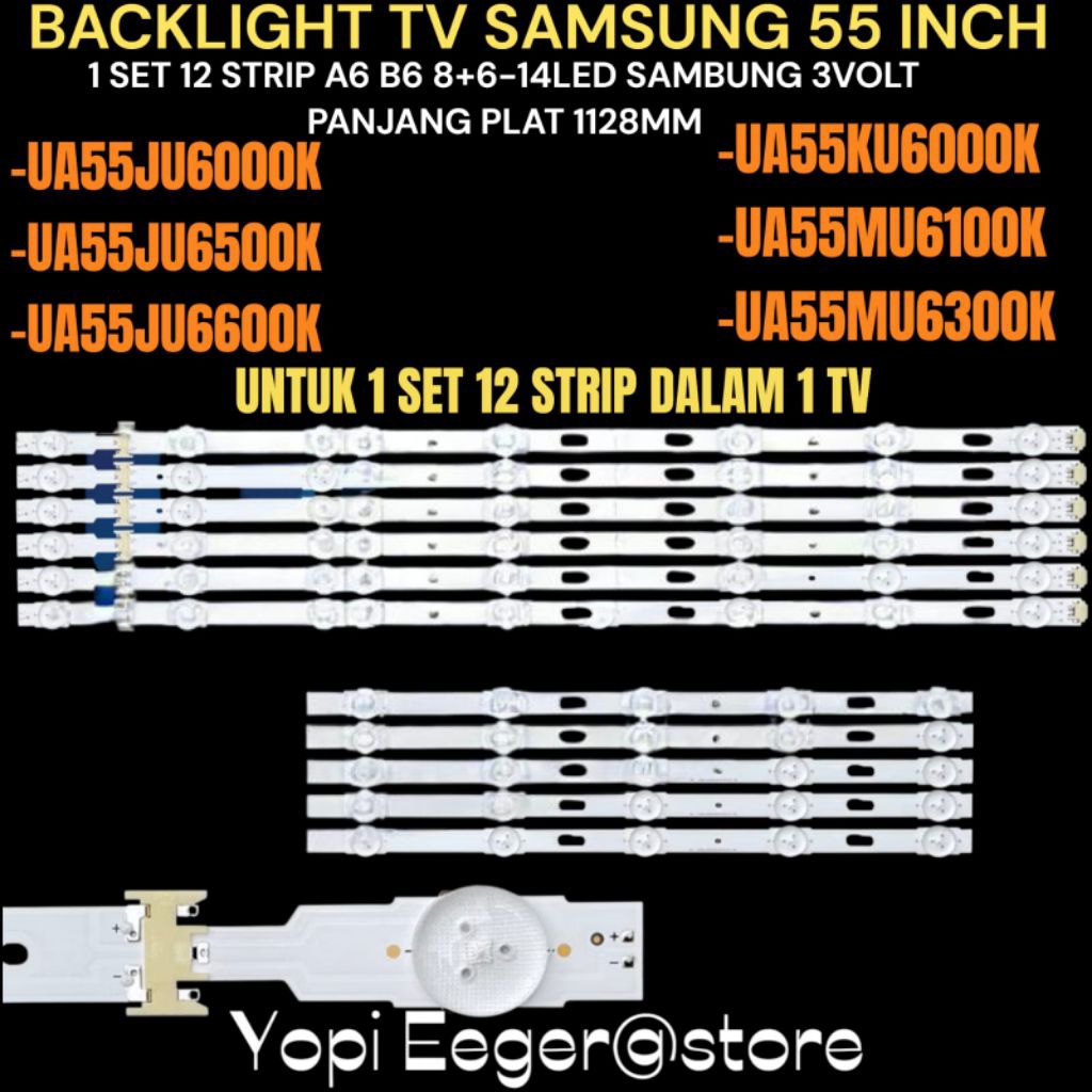 BACKLIGHT TV LED SAMSUNG 55 INCH UA55JU6000K-UA55JU6500K- UA55JU6600K- UA55KU6000K- UA55MU6100K BACK