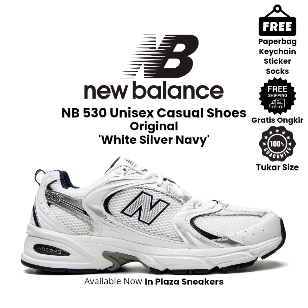 Sepatu Sneakers NB530 New BaIance 530 White Silver Indigo Navy Original