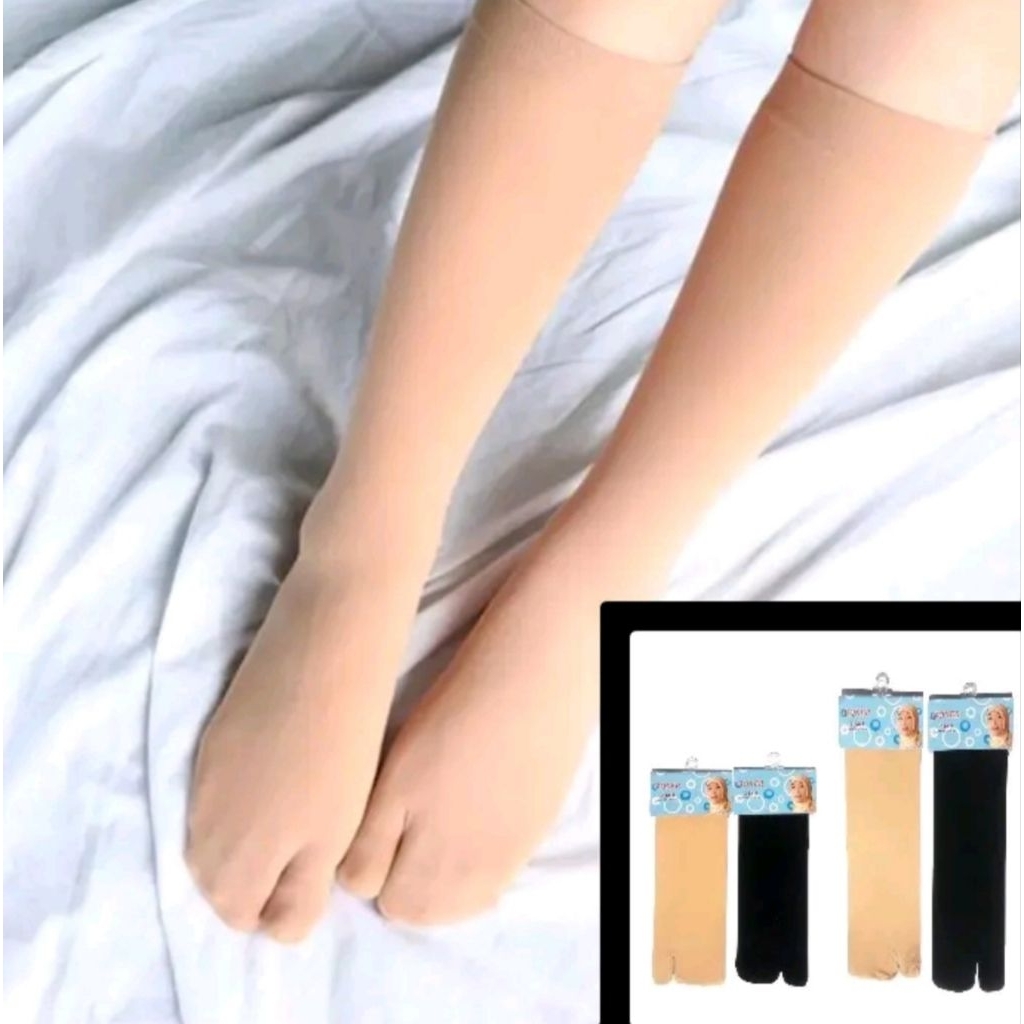 Kaos Kaki Stoking Dua Jari Wanita Dewasa / Kaos Kaki Jempol Muslimah Warna Krem Polos