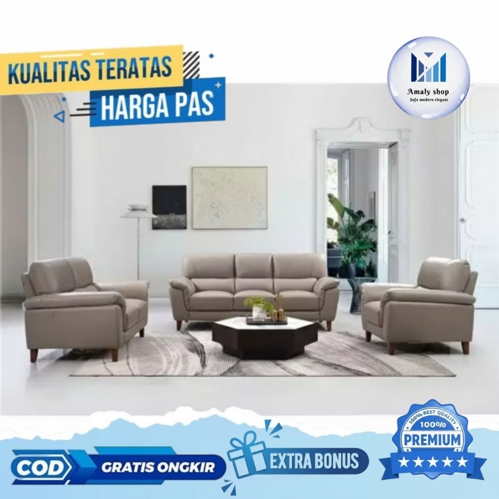 Sofa Kulit 221 Minimalis Modern Kualitas Premium Realpict Kursi Ruang Tamu Keluarga Sofa Kantor