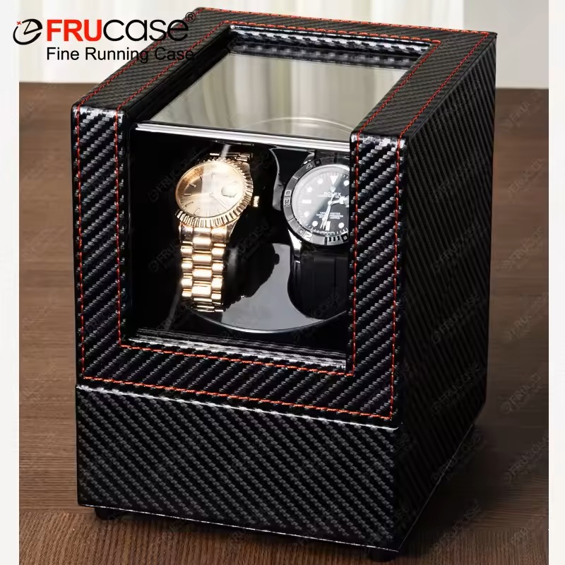 Kotak Jam Tangan Otomatis Watch Winder Alat Mesin Pemutar Jam Tangan Otomatis 1 & 2 Slot Dual Power 