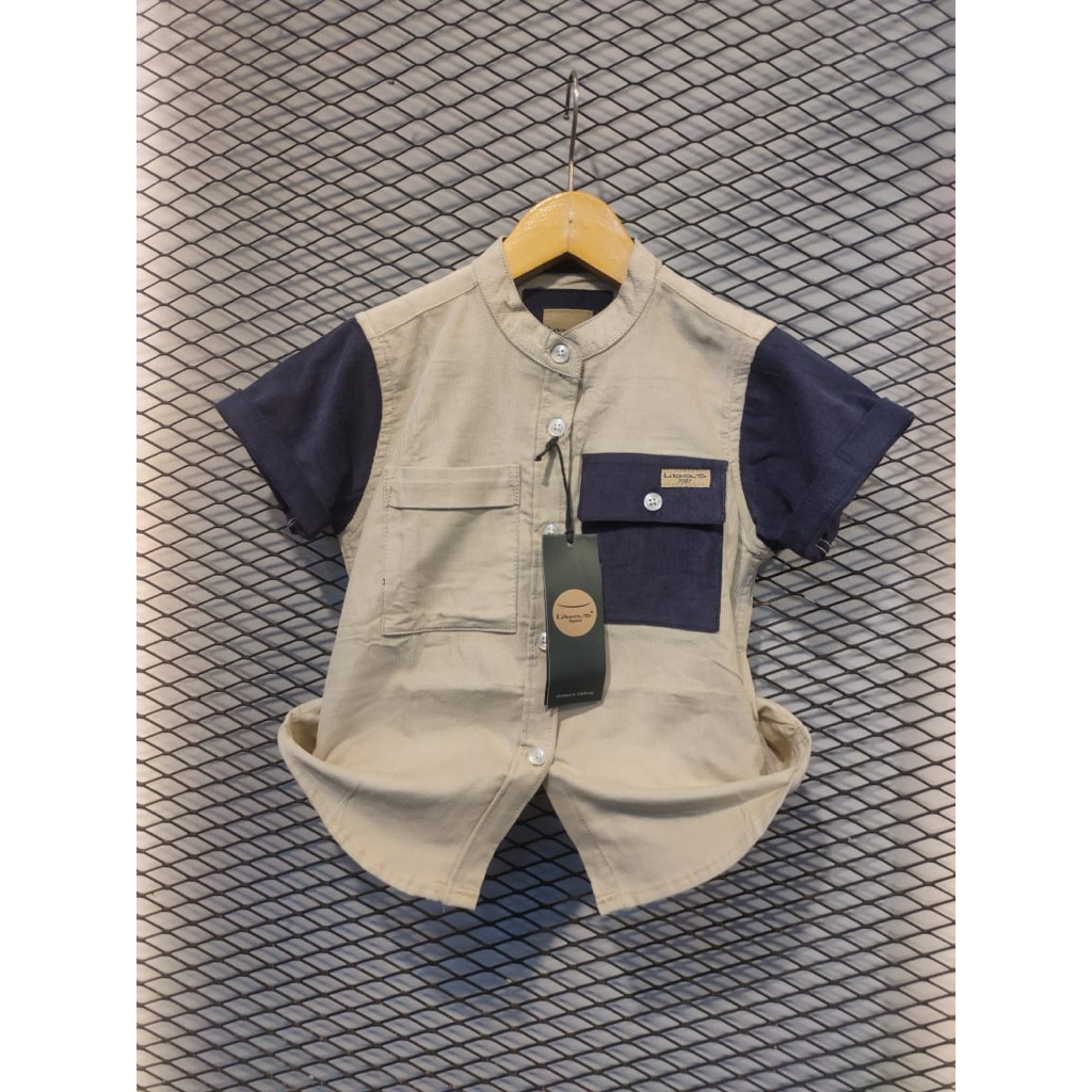 Fashion Anak Laki-laki Kemko Lengan Pendek Panjang Motif Kombinasi Salur Printing