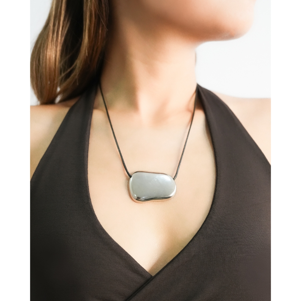 Bamboo Blonde - Eira Pendant Necklace | Kalung Pendant Silver Wanita | Silver Chunky Pendant | Kalun