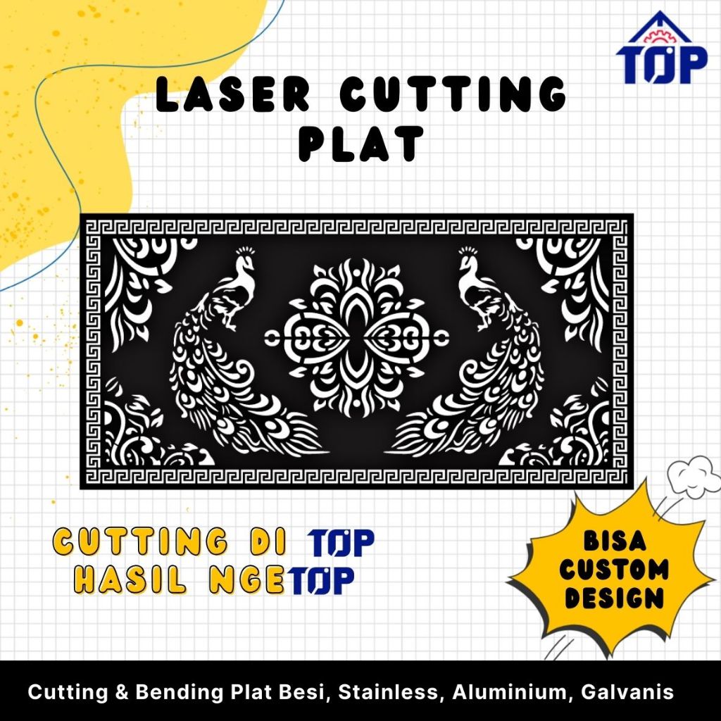 Laser Cutting Plat Besi Stainless Aluminium Cutting Ornamen Pagar Motif