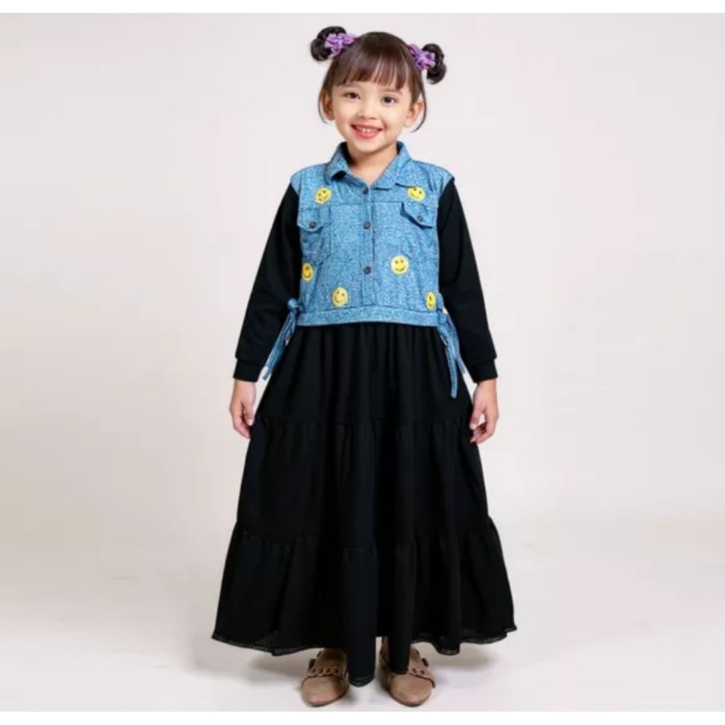 gamis rompi molly dress anak tanggung usia 2-13 tahun
