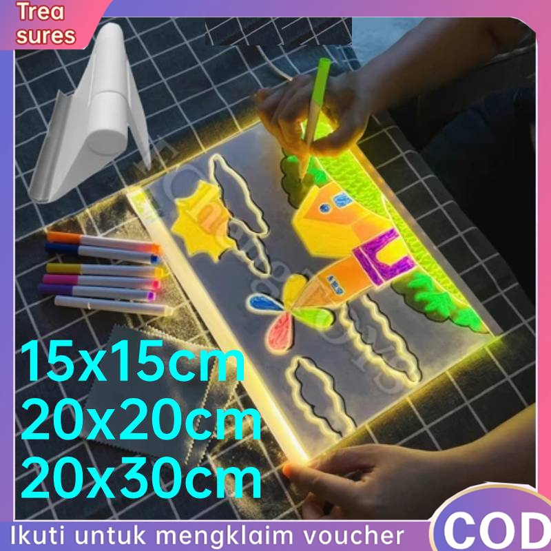 [Ready] Acrylic Note Board DIY Acrylic Board with LED Drawing Papan Lampu Stand Acrylic Planner LED 