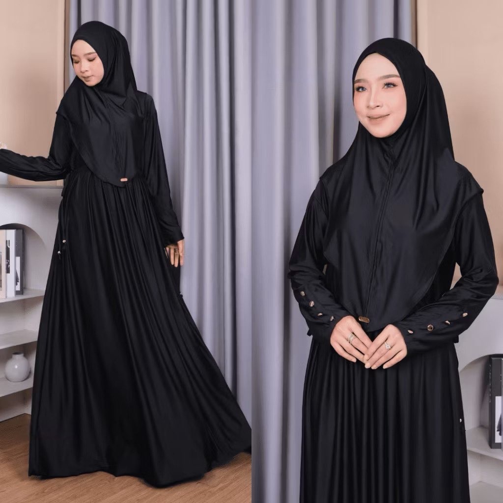 Gamis Jersey Premium Set Hijab Gamis Abaya Umroh Terbaru 2025 Polos Busui Friendly