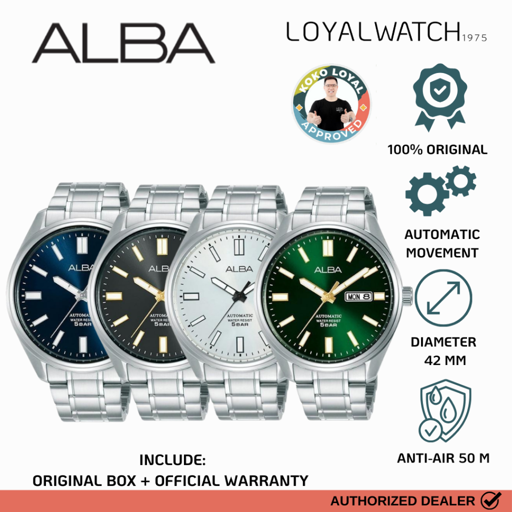 Jam Tangan Alba Mechanical Automatic Pria AL4147 AL4149 AL4151 AL4153 Stainless Steel Original Garan