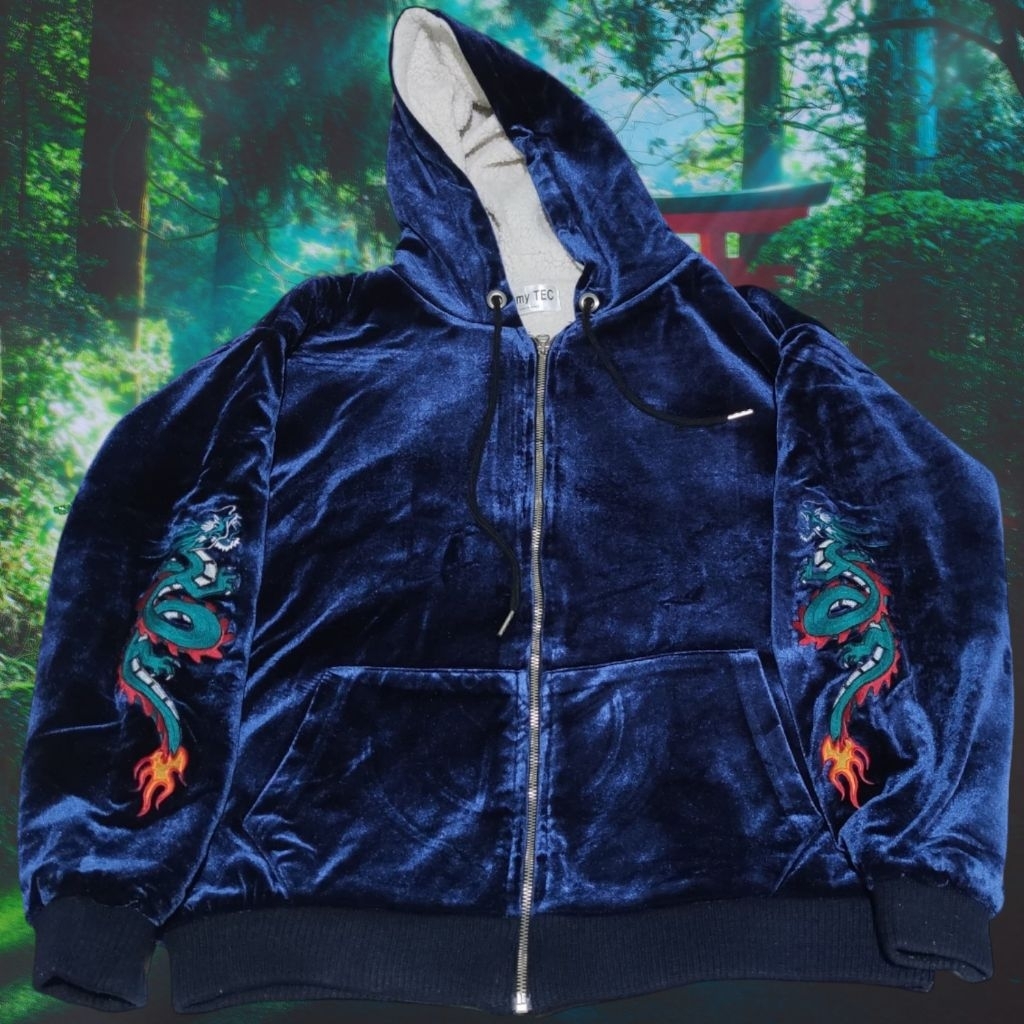 SUKAJAN DRAGON BLUE VELVET SHERPA VERY LUXURY
