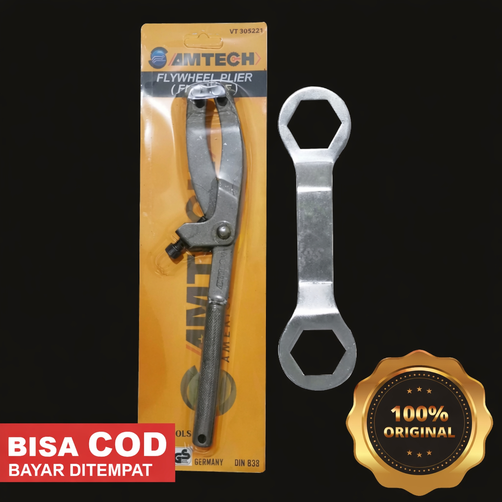 AMTECH Treker CVT Set – Flywheel Plier Flexible + Kunci 39x41 | Alat Buka CVT Motor Matic