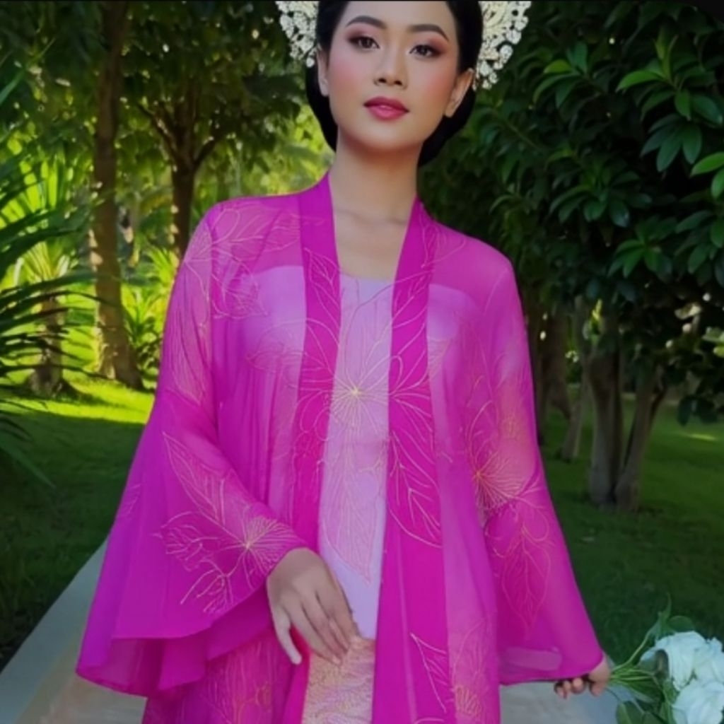 Kain kebaya lukis/bahan kebaya lukis/kebaya lukis painting