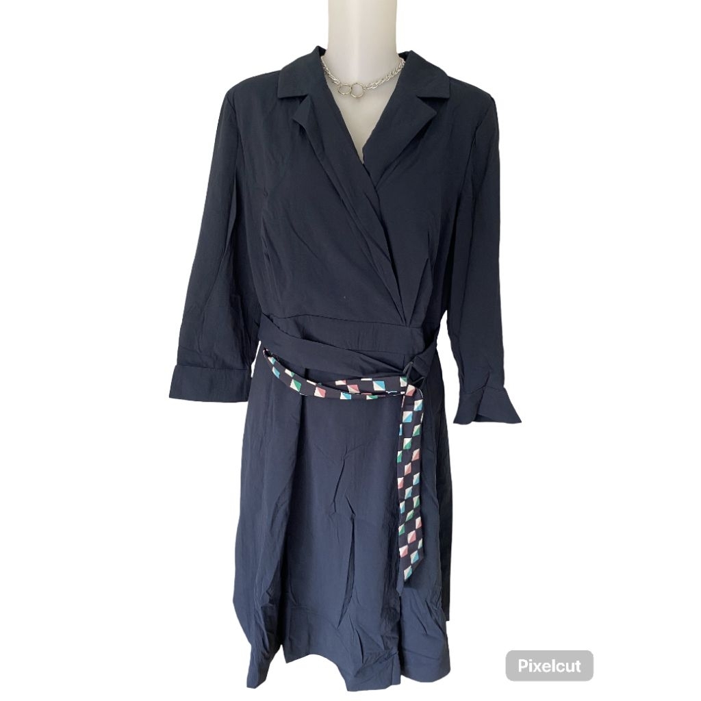 dress tunik biru dongker second