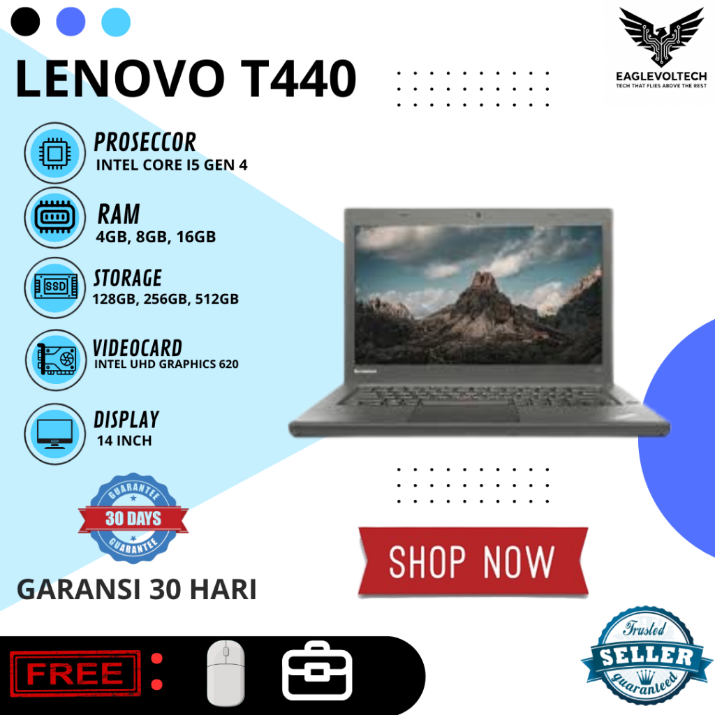 Laptop Lenovo Thinkpad T440 Core I5 Gen 4 Murah Bergaransi