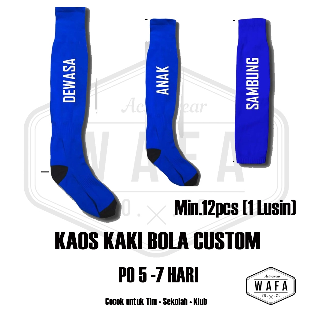 Kaos Kaki Bola Custom Nama & Nomor | Min. 12 Pcs (1 Lusin) | PO 5–7 Hari | Untuk Tim & Sekolah