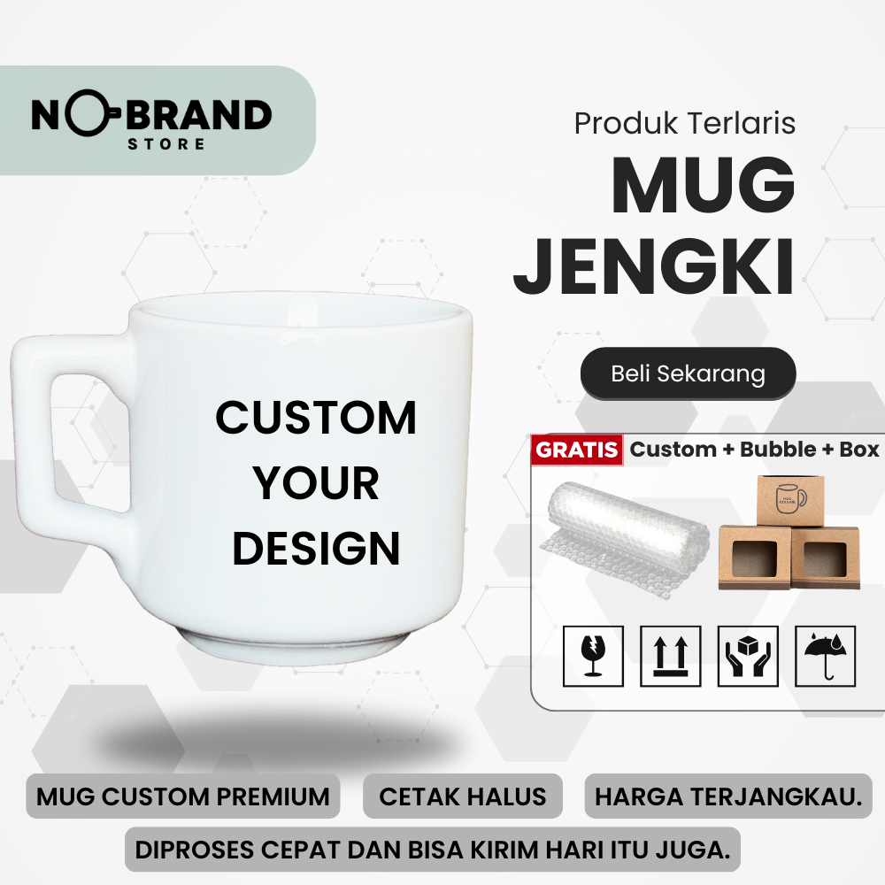 CUSTOM MUG SATUAN MUG JENGKI SOUVENIR GELAS MUG CETAK GAMBAR MUG CUSTOM