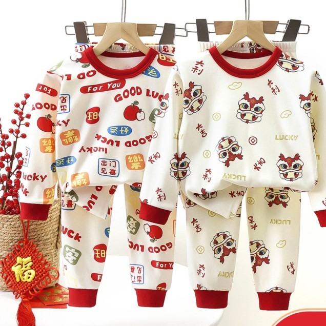 Set Pakaian Dalam Anak-anak Baru 2025 Piyama Lengan Panjang Beludru Jerman Hangat Musim Semi dan Mus