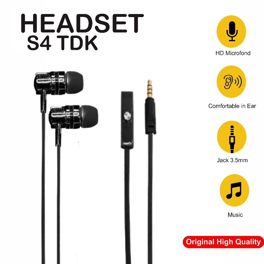 Headset Bass Stereo Terbaru S4 TDK Warna Original