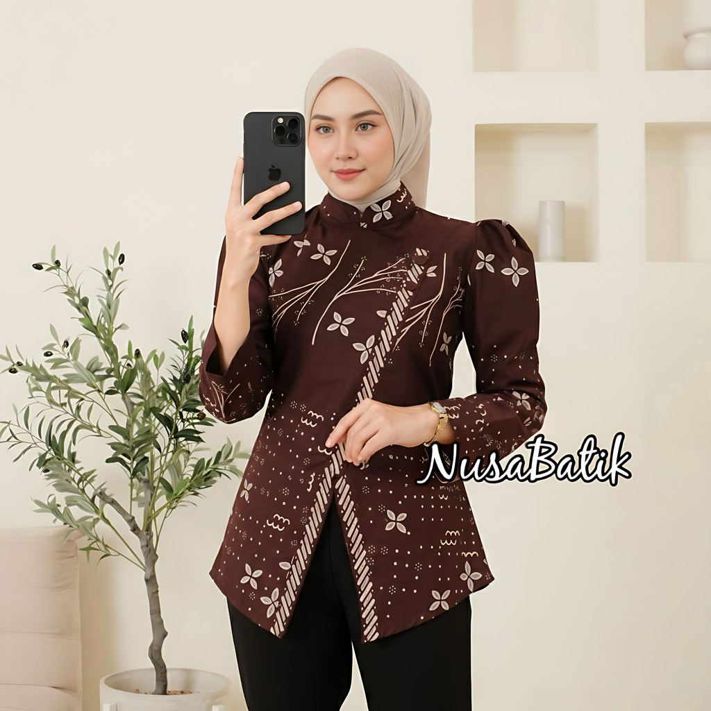 ATASAN BATIK WANITA MODERN BAJU BATIK KANTOR WANITA BATIK NEW BLUS SERAGAMAN