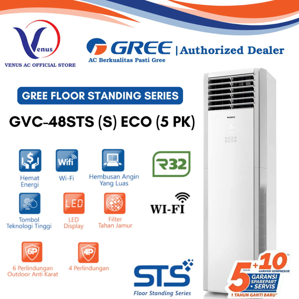 AC GREE 5 PK FLOOR STANDING STANDARD GVC-48STS(S) ECO