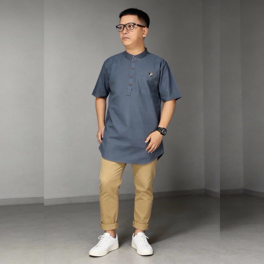 BAJU KOKO PRIA DEWASA LENGAN PENDEK | KURTA PRIA DEWASA  | CASUAL DAN SANTAI | BOUJEST koko versi up