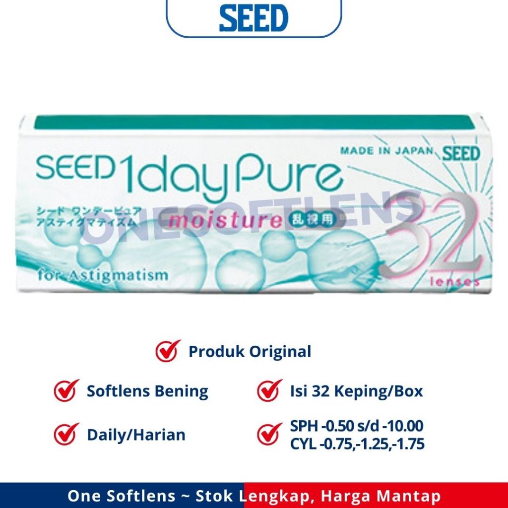 SOFTLENS SEED 1 DAY PURE MOISTURE ASTIGMATISM SOFTLENS BENING SILINDER HARIAN