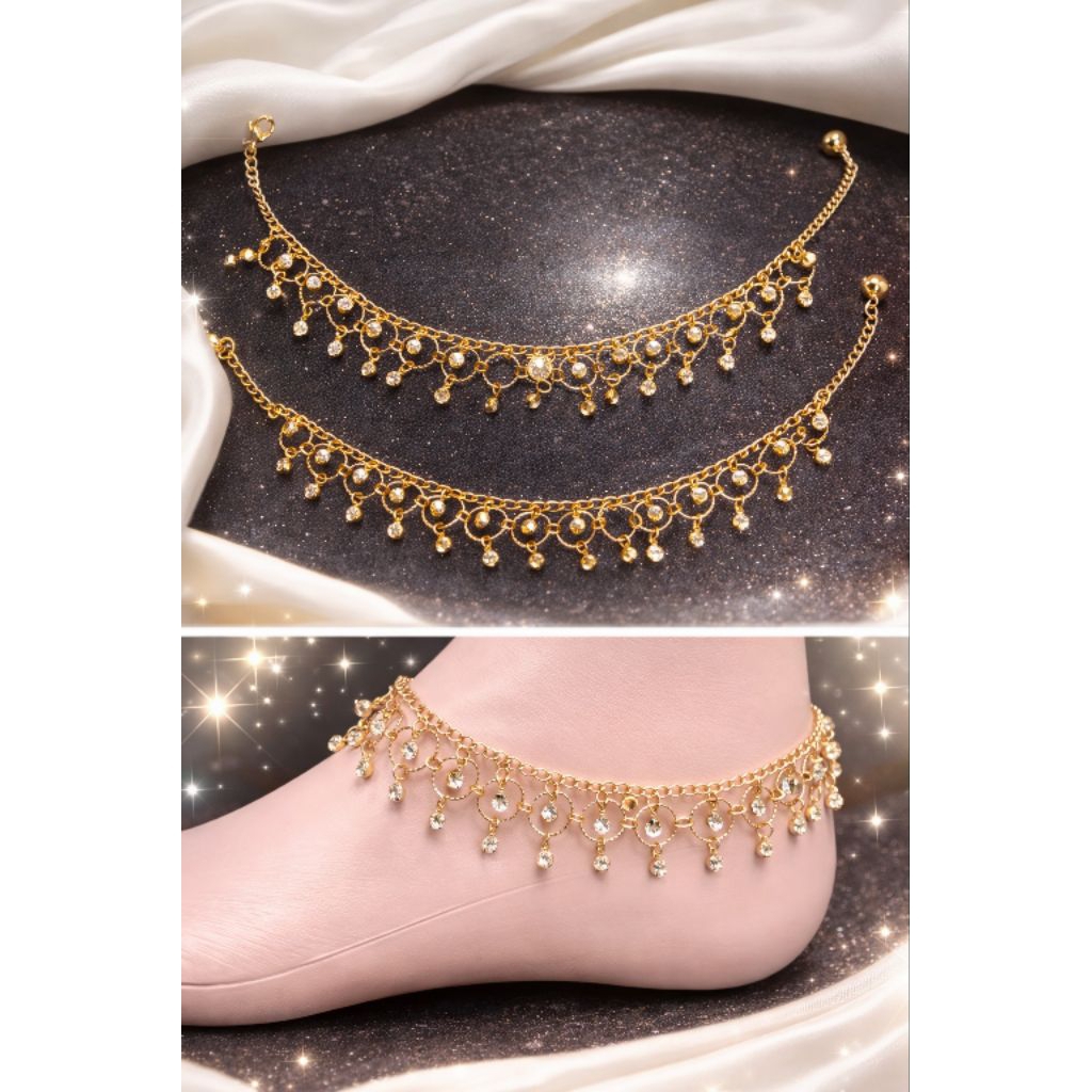 Sepasang Gelang Kaki India Krincing Silver Zumba Bolly Dance Boho Bohemian Etnik Bollywood Payal
