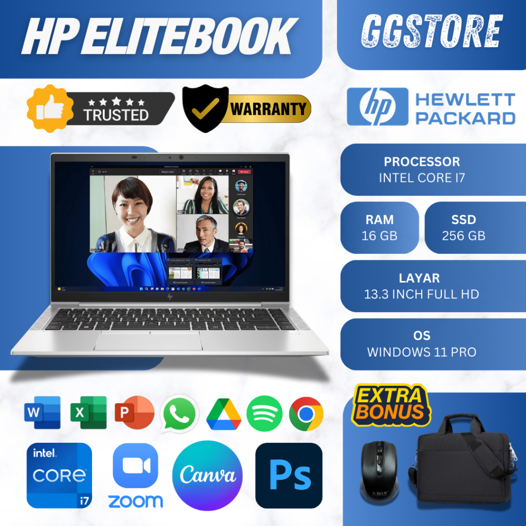 Laptop HP Elitebook 830/840 G8 Core i7 Gen 11 RAM 16GB SSD 1TB FHD / Bergaransi