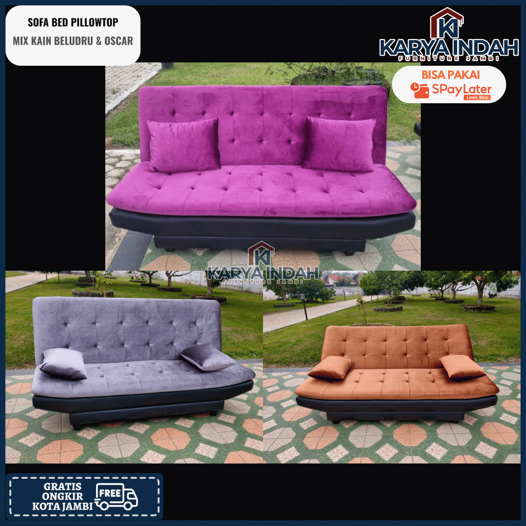 Sofa Bed PILLOWTOP Minimalis Kain Beludru