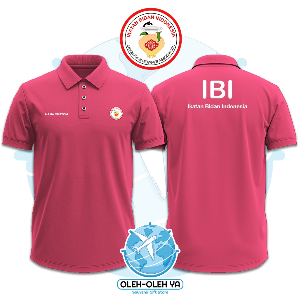 Oleh Oleh Ya Kaos Kerah Wangki Polo Shirt Kaos Kerja Wangki - IBI Ikatan Bidan Indonesia - Sablon DT