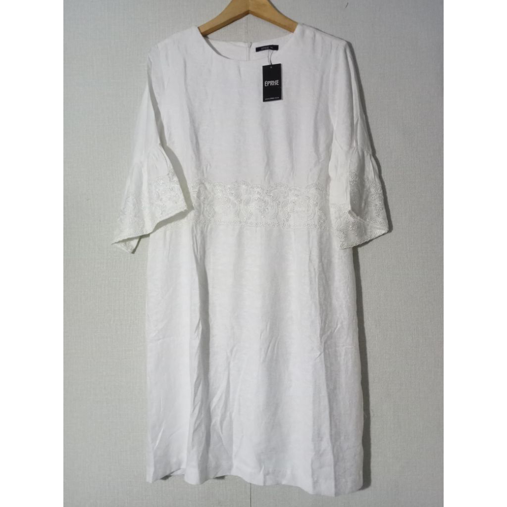 Eprise - Dress Rayon Embos  Putih Size XXL
