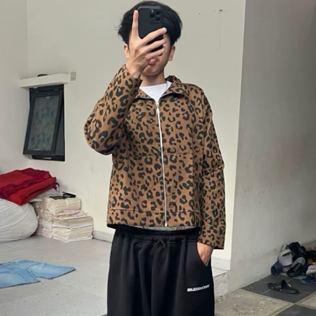TERBARU Work Jacket Pattern Leopard Jaket Boxy Motif Macan Ranting