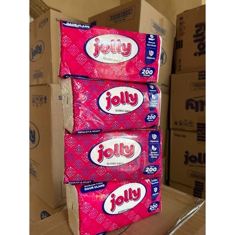 Tissue Jolly 200 Sheets Satu Plastik dapat 4 pack / tissue jolly / tissue 4 pack 200 sheet