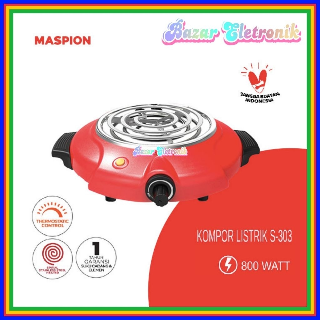 KOMPOR LISTRIK MASPIPN S 303 / MASPION KOMPOR LISTRIK S 303 / MASPION S-303 KOMPOR LISTRIK