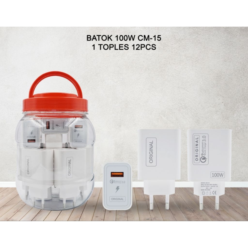 Travel charger 100w kepala charger 1 toples isi 12 grosir