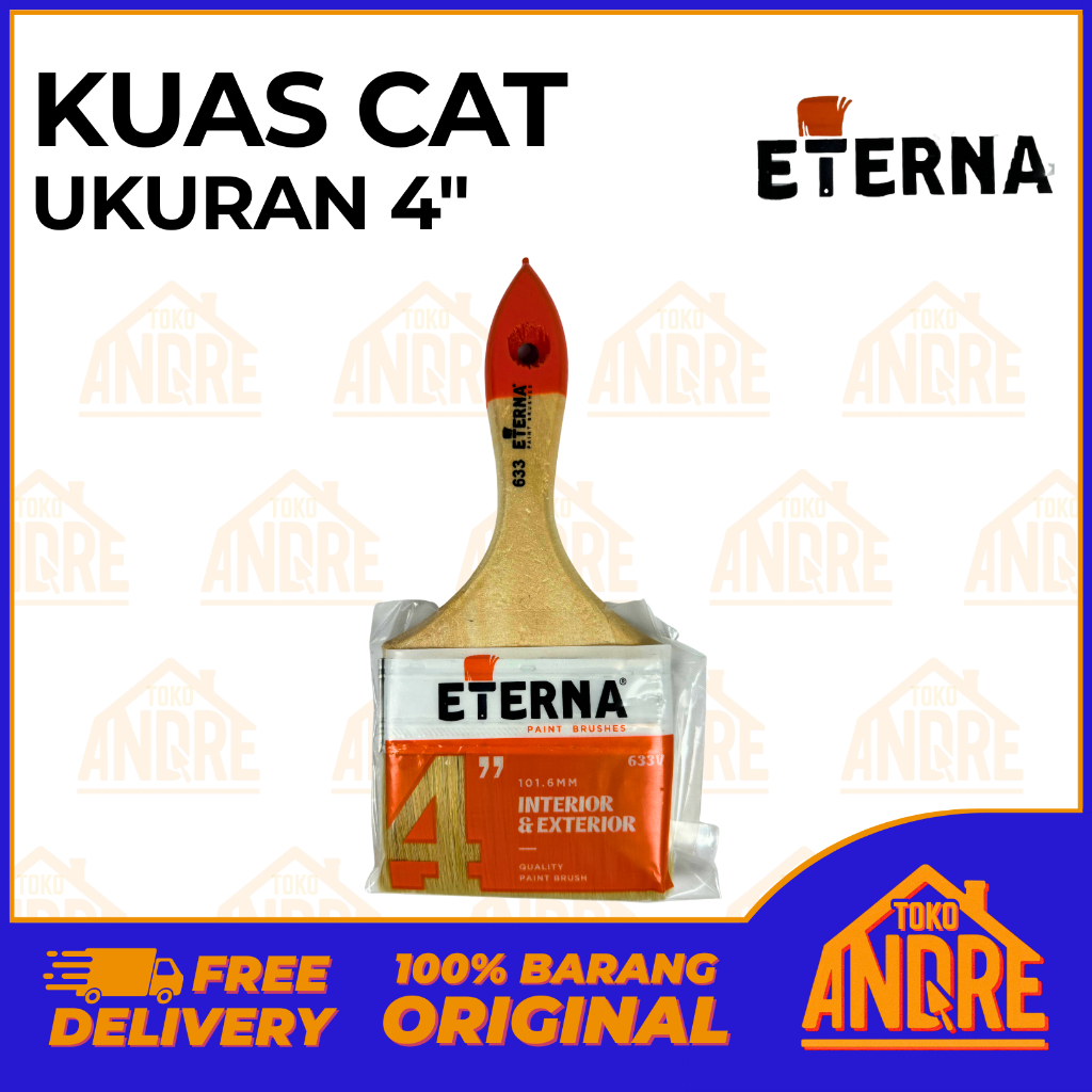 Kuas Cat ETERNA 4" Minyak Tipe 663 Gagang GG Kayu Inch Paint Brush 4 Inch Tembok Dinding Plafon GRC