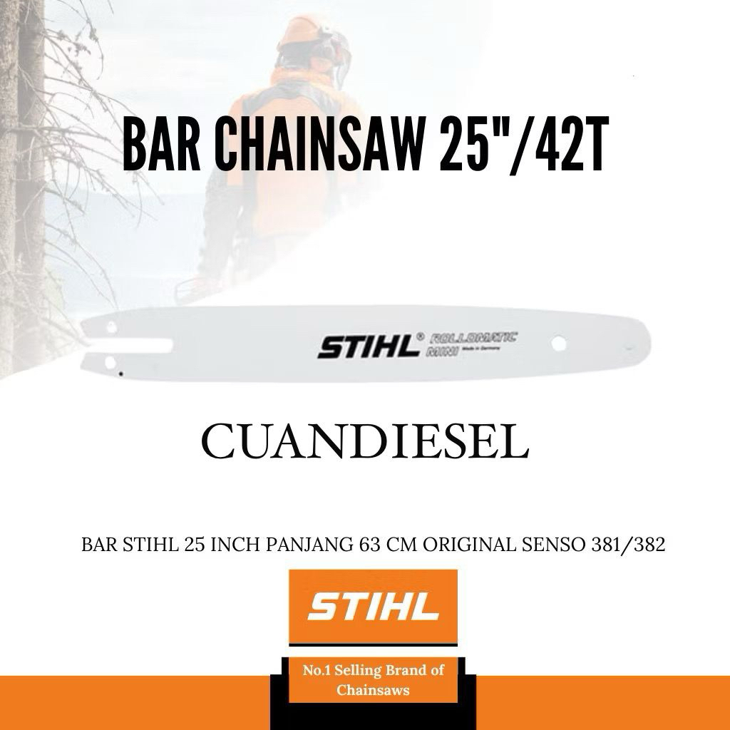 TERMURAH  GUIDE BAR CHAINSAW STIHL 25 BAR GERGAJI KAYU UNTUK MESIN 381 382 42 MATA ORIGINAL STIHL