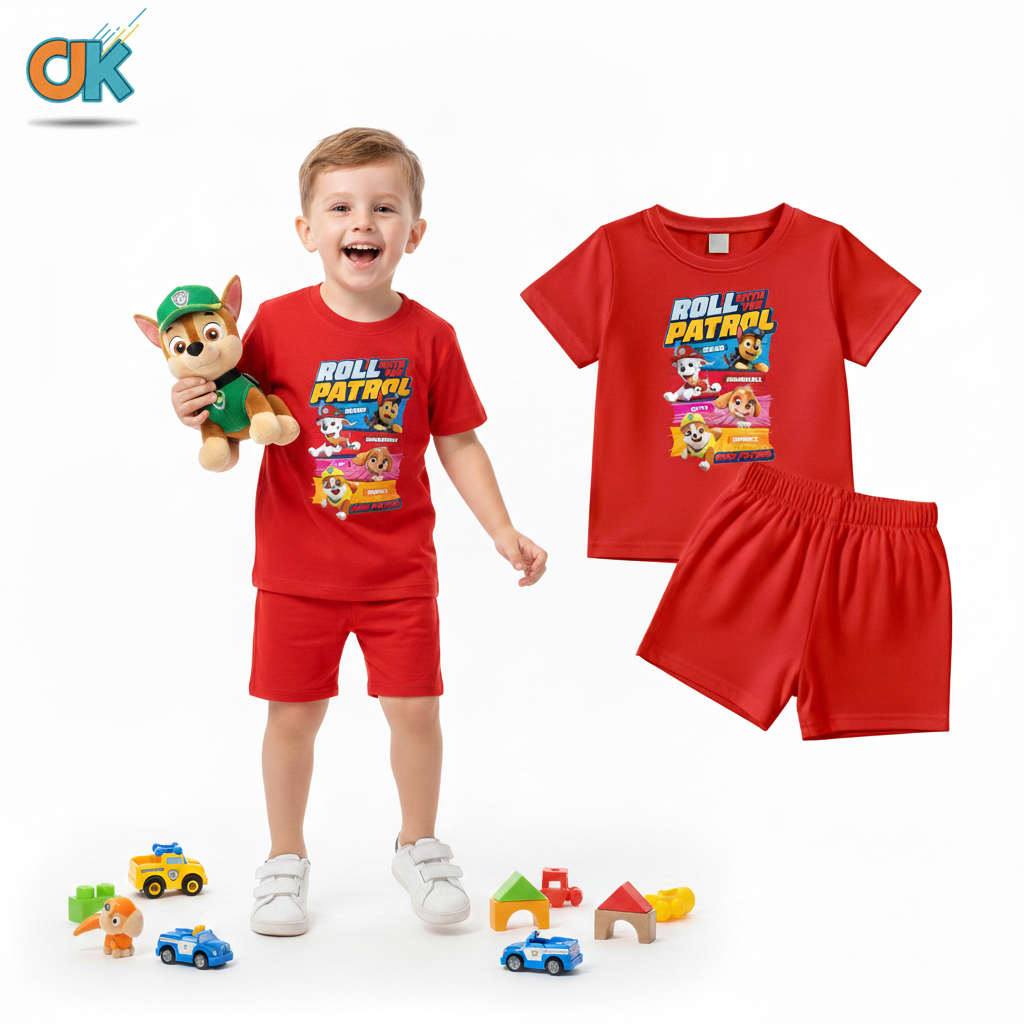Oneset Anak Laki Laki & Perempuan Paw Patrol Usia 1-12 Tahun Bahan Premium Kado Ultah Baju Santai