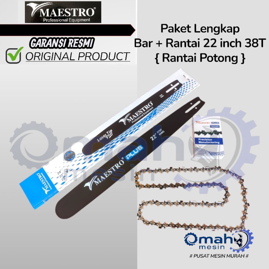 Bar + Rantai Chainsaw MAESTRO 22 INCH 38 Mata / Bar Dan Rantai Senso MAESTRO 22 Inch 38 Mata