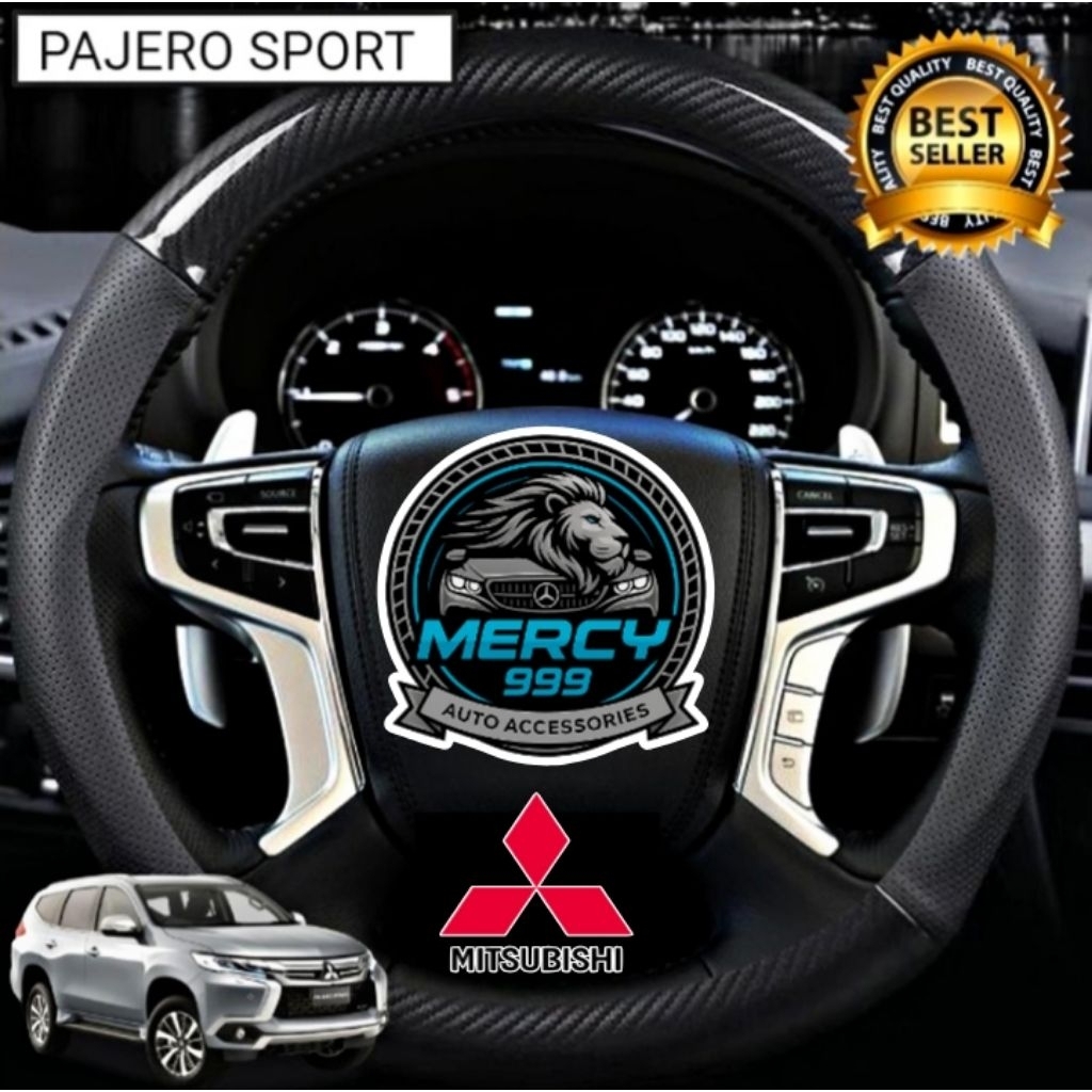 Cover Sarung Stir Setir Kulit Karbon Carbon Mobil Mitsubishi PAJERO SPORT 2017 2018 2019 2020