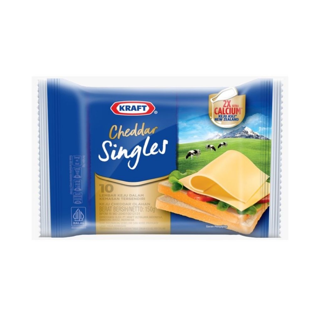 KRAFT Singles Slice Cheese 150gr - Keju Cheddar Lembaran (10 slices)