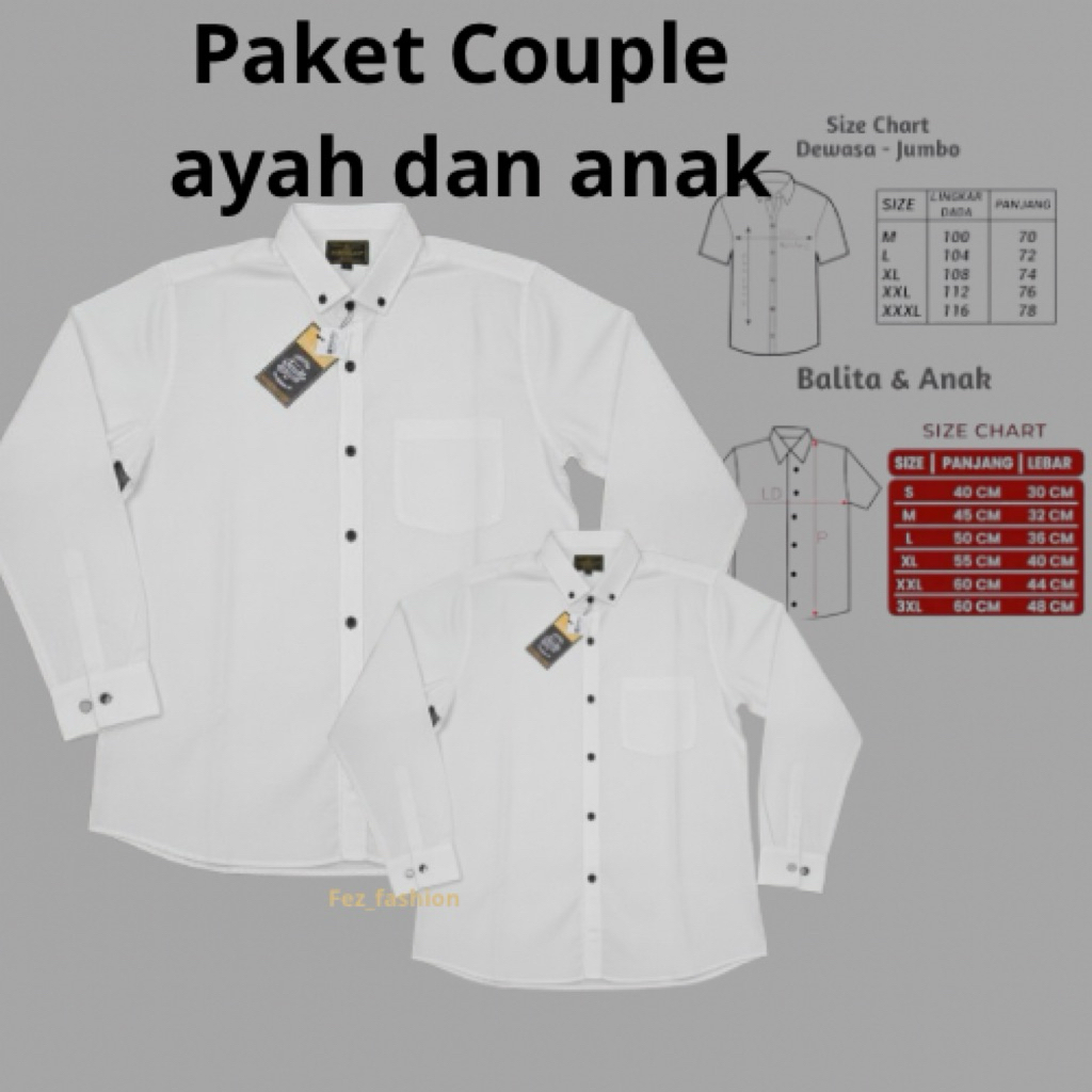 kemeja polos panjang putih couple ayah dan anak baju couple panjang putih ayah dan anak laki-laki gr