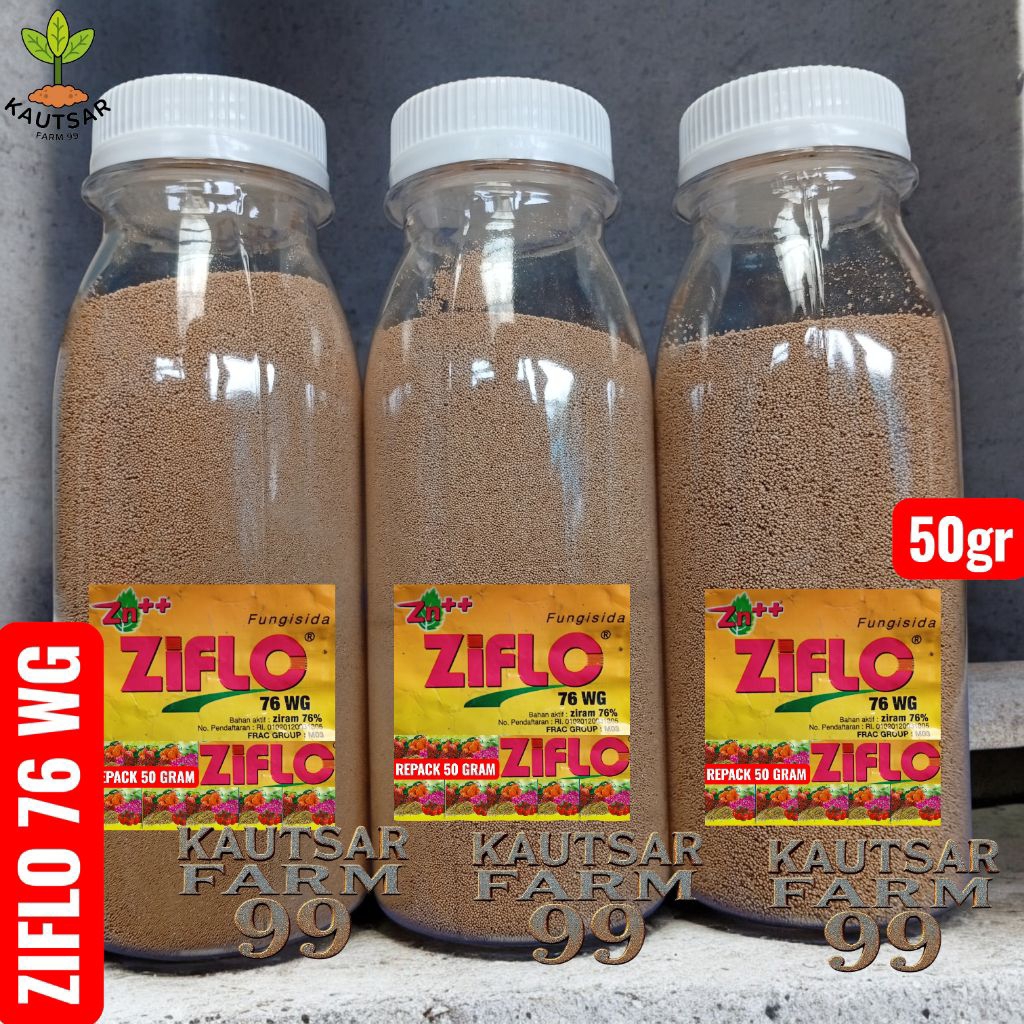 Fungisida plus Pupuk ZPT Ziflo  76WG repack 50 gram untuk tanaman tomat, bawang, padi, jeruk, apel, 